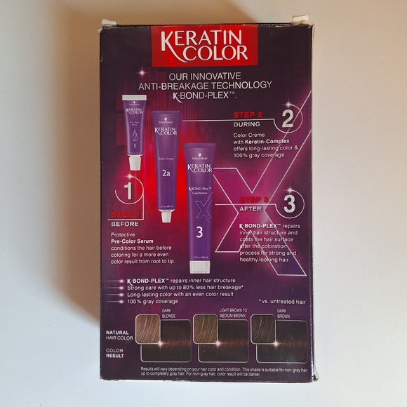 NEW Schwarzkopf Keratin Color Permanent Hair Color 4.6 Intense Cocoa Covers Gray - Picture 3 of 7